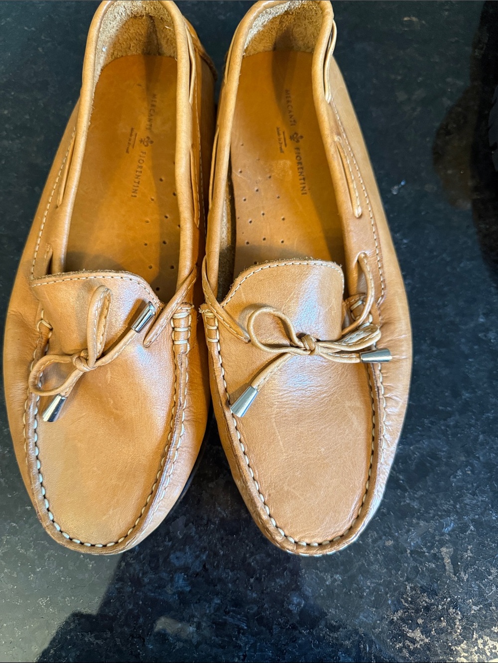 Mercanti Fiorentini Tan Leather Moccasin Driving Loafers